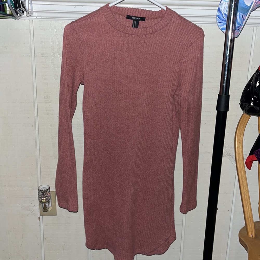 Forever 21 Mauve Long Sleeve Sweater Dress